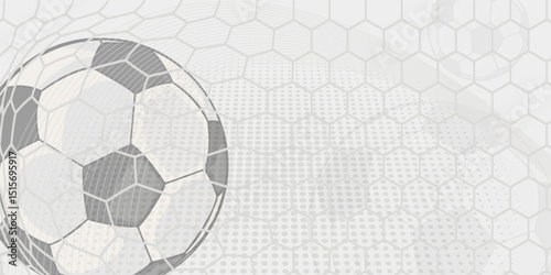 Football or soccer background with big ball in gray colors. vector illustration of football