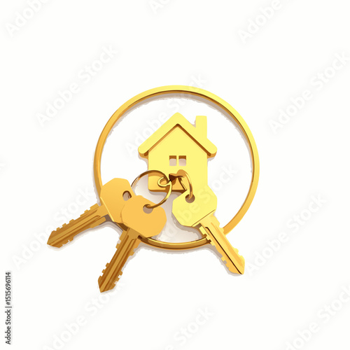 golden keys with house icon represents home security