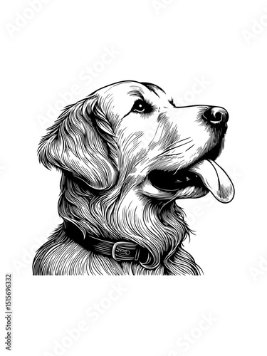 Detailed Golden Retriever dog vector illustration depicting the breed's expressive eyes and gentle demeanor