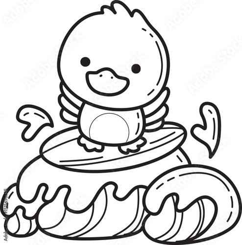 Outline of Funny baby Duck animal series. Coloring pages of Duck designs.