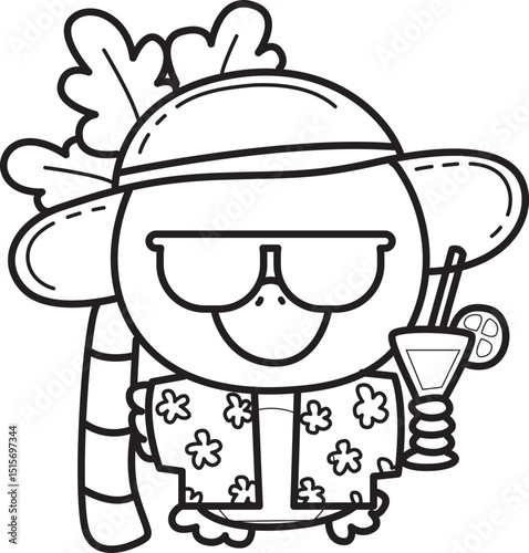 Outline of Funny baby Duck animal series. Coloring pages of Duck designs.