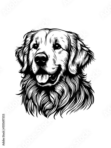 Friendly Golden Retriever dog vector logo illustration showcasing a joyful and loyal canine companion