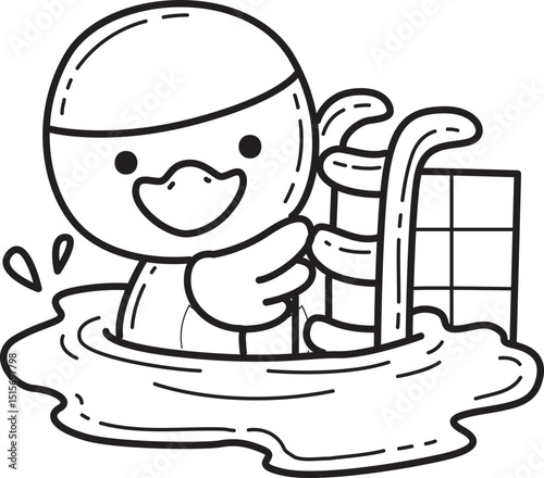 Outline of Funny baby Duck animal series. Coloring pages of Duck designs.