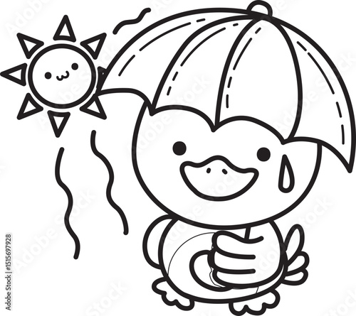 Outline of Funny baby Duck animal series. Coloring pages of Duck designs.