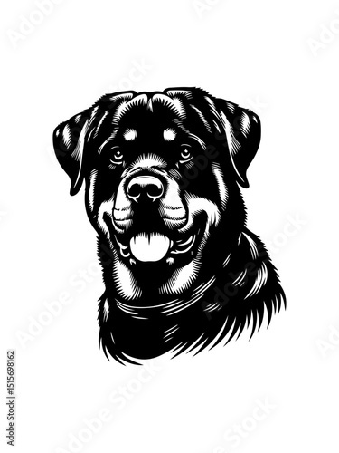 Stylized Rottweiler dog vector logo illustration with a bold line art approach for various security branding needs