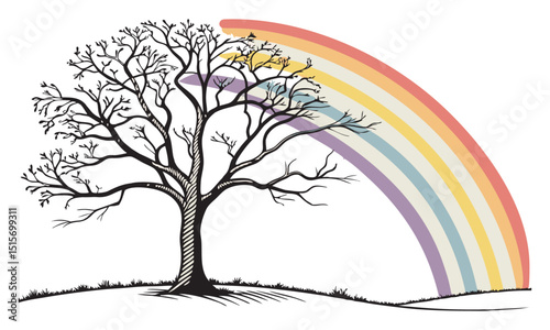 Beautiful Tree Blooming with Colorful Flowers in Spring Season.

