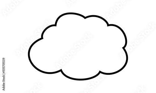 Minimalistic black and white cloud icon on a white background. Simple outline cloud vector icon. 