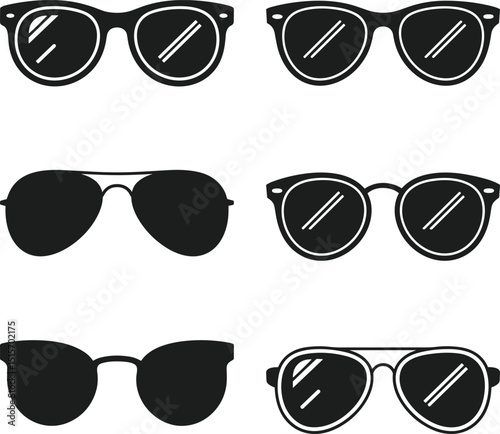 Set of Sunglasses Silhouette Vector – Fashion Eyewear Collection Illustration