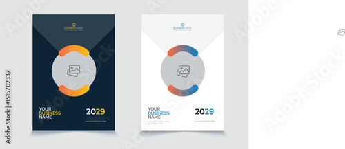 Clean corporate bi fold business brochure design template in A4 format.
