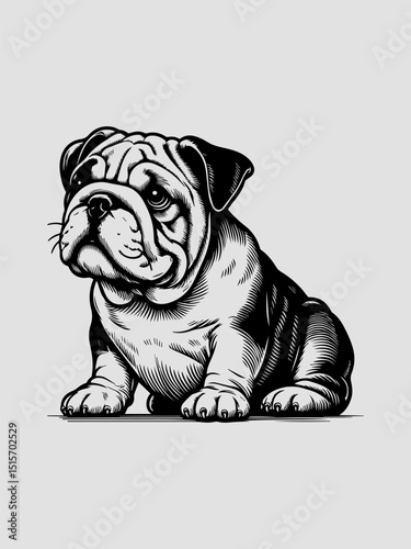 Stylized Bulldog dog vector logo illustration with a bold line art approach for various sport branding needs
