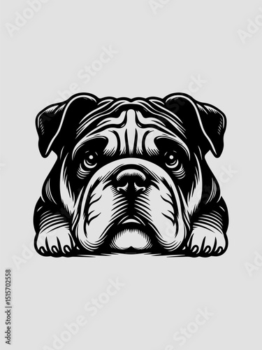 Stylized Bulldog dog vector logo illustration with a bold line art approach for various sport branding needs