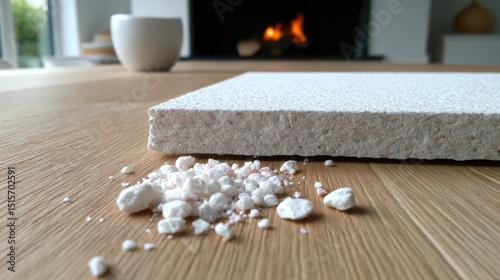 Close-up of textured surface with scattered white particles