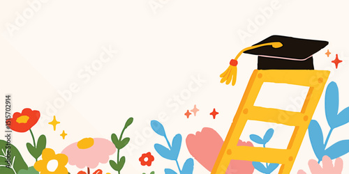Graduation cap on a ladder ...