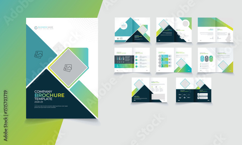 Clean corporate bi fold business brochure design template in A4 format.

