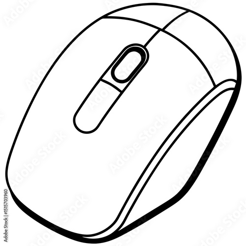 Wireless computer mouse line art illustration