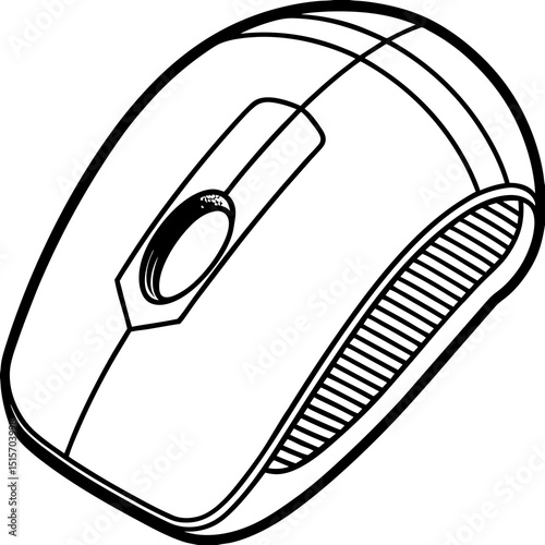 Line art illustration of a wireless computer mouse