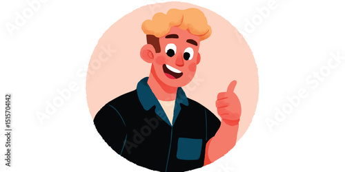 A vibrant illustration of a cheerful man in a modern style. The portrait captures his bright, animated personality and gestures. 