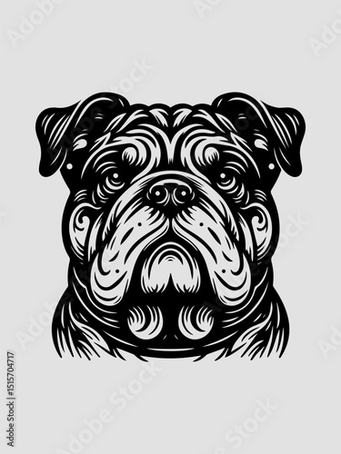 Strong Bulldog dog vector logo illustration showcasing a determined and loyal canine companion