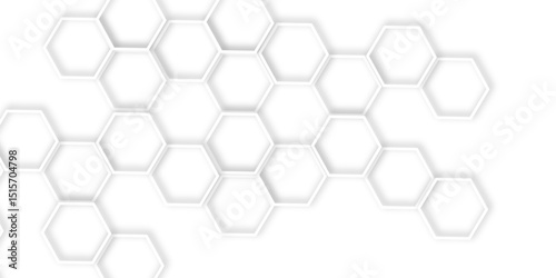 Abstract geometric technology 3d white light structure technology out line hexagon polygonal honeycomb luxury pattern vector background.	