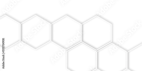 Abstract geometric technology 3d white light structure technology out line hexagon polygonal honeycomb luxury pattern vector background.	