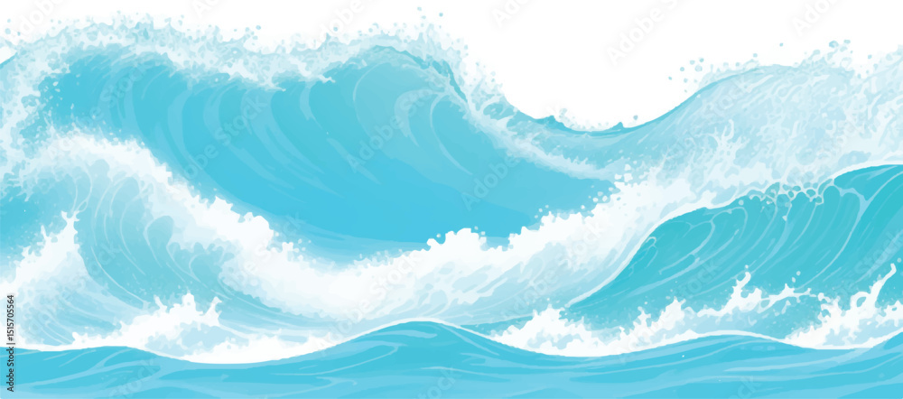 Obraz premium A peaceful abstract ocean painting in aqua, blue, and green watercolor tones. Great for wallpapers, branding, and digital design work. 