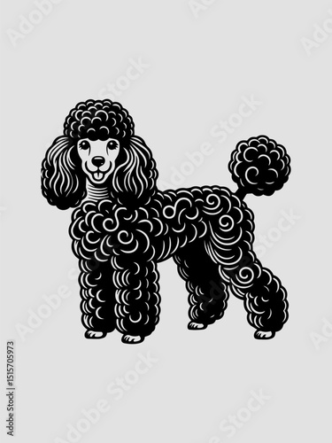 Stylized Poodle dog vector logo illustration with a clean line art approach for various upscale branding needs