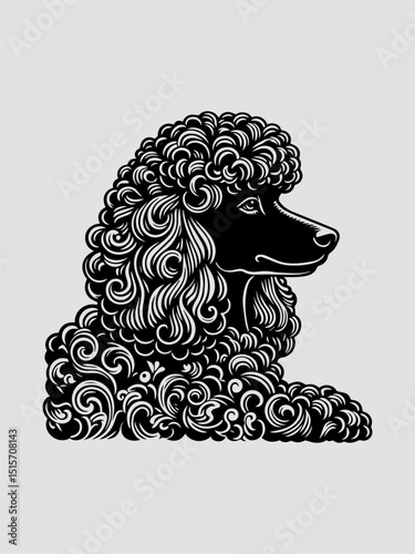 Elegant Poodle dog vector logo illustration showcasing a sophisticated and intelligent canine companion