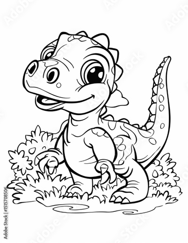 dinosaur cartoon illustration coloring sketch
