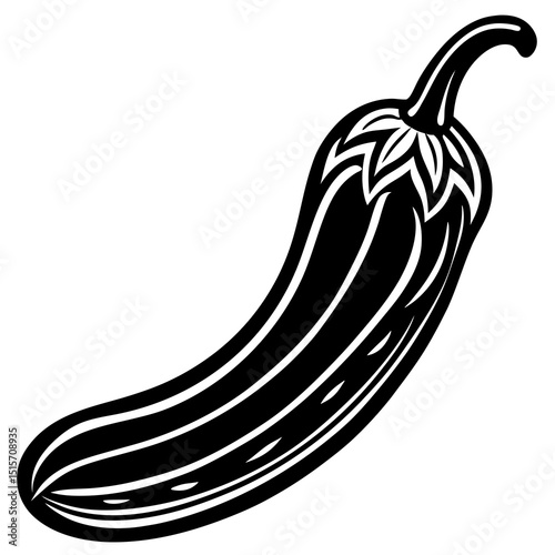 Black and white vintage style chili pepper illustration