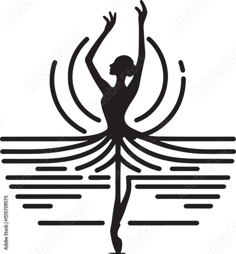 Silhouette of ballerina on a light background. Vector illustration.eps