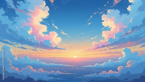 The panoramic view of a sky and clouds