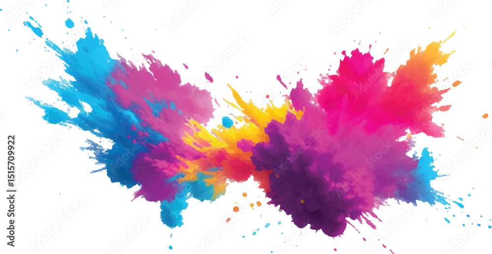 Fototapeta premium Stunning Watercolor Streaks, Stains, and Explosive Splashes in Vivid, Radiant Colors, Layered with Bold Brush Strokes and Set on a Clean White Background for a Modern, Artistic Impact. 