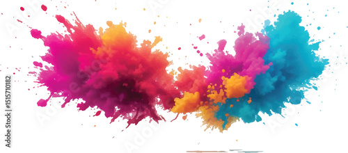 Stunning Watercolor Streaks, Stains, and Explosive Splashes in Vivid, Radiant Colors, Layered with Bold Brush Strokes and Set on a Clean White Background for a Modern, Artistic Impact.
