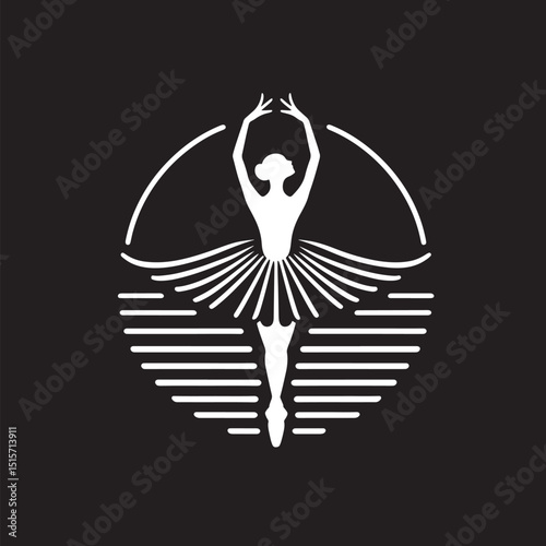 Ballet symbol. Silhouette of a ballerina on a black background..eps