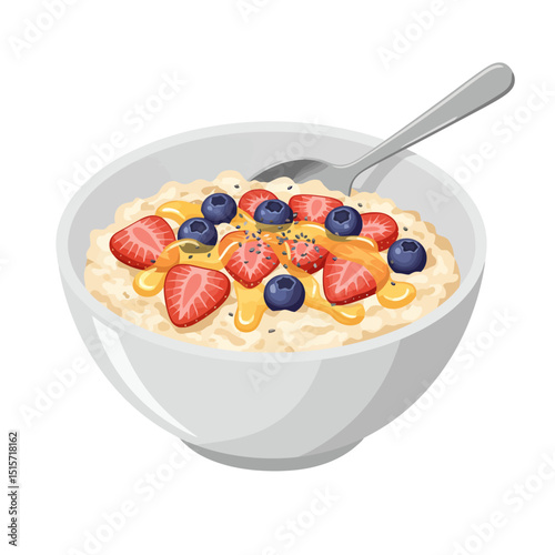 Oatmeal Bowl with Berries and Honey Nutritious Breakfast for Healthy Start