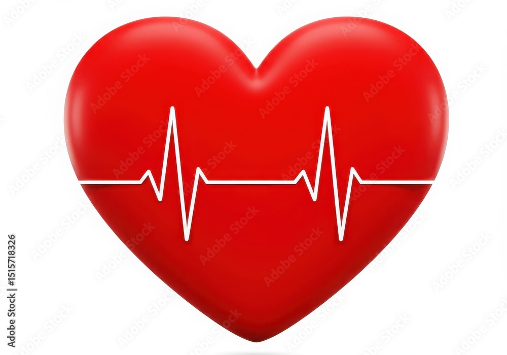 Red heart shape with heartbeat line illustration Red heart shape with heartbeat line illustration