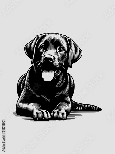 Friendly Labrador Retriever dog vector logo illustration featuring a loyal and happy canine companion
