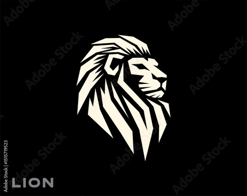 abstract head lion with thick hair mane logo design template illustration inspiration