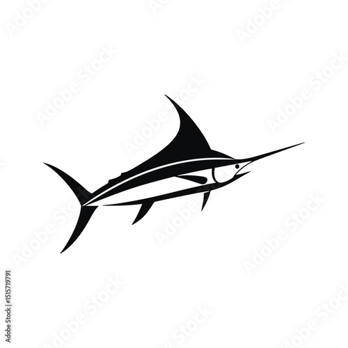 swordfish side view silhouette logo, simple, minimal, flat