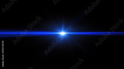 Bright blue light flare on black background