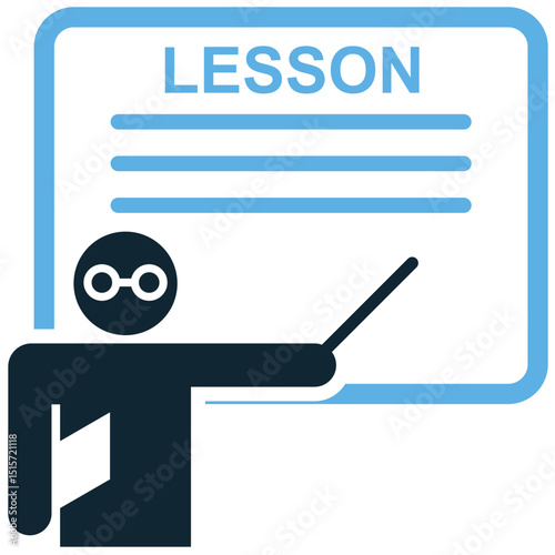 Lesson icon vector for teaching session, education material, and academic guidance. Ideal for online class visuals, subject study, or school planning illustrations.