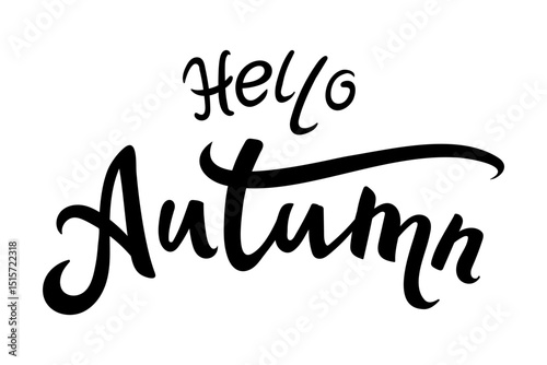 Handwritten Hello Autumn text in a stylish cursive font, perfect for seasonal designs or autumn themed projects.