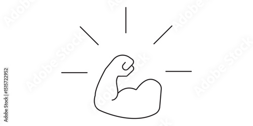 Linear Hand icon, strong arm of an athlete, Muscle icon, biceps icon, Bodybuilding and fitness concept. eps 10