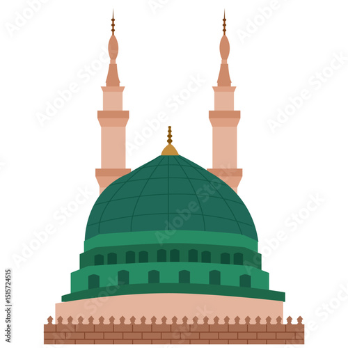 Madinah masjid al nabawi mosque vector illustration icon
