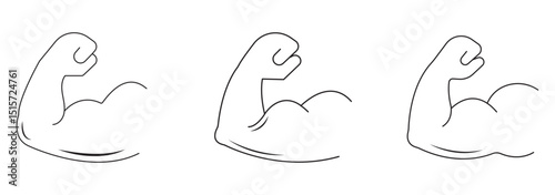 Muscle icon, Strong hand line icon, muscle arm strength Simple outline style. Muscle, arm, bicep, power, protein, man, strength, flex, human body concept. eps 10 