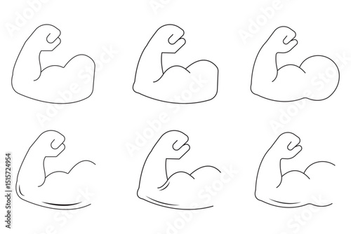 Linear Hand icon, strong arm of an athlete, Muscle icon, biceps icon, Bodybuilding and fitness concept. eps 10