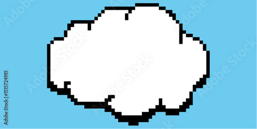 Pixel puff cloud icon vector for retro weather, sky elements, or dreamy pixel scenes. Ideal for 8-bit game design, fantasy landscape, or retro interface backgrounds.