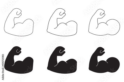 Muscle liner icon vector set. Muscle silhouette vector art white background eps 10