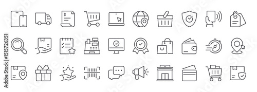 E-Commerce line icons set. Outline web icons. Editable stroke