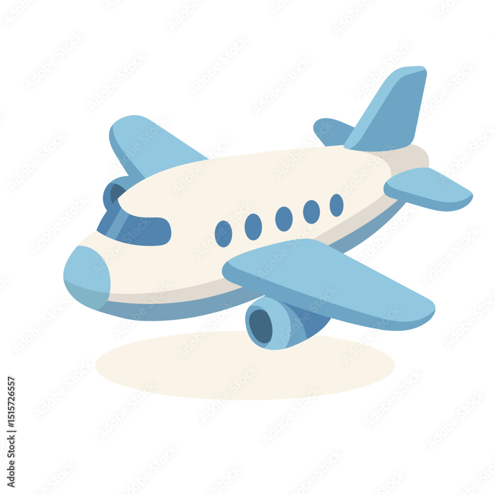 Φωτογραφία Cartoon airplane with blue wings and windows isolated on white background, airplane ideal for travel-themed visuals, airplane symbolizing global journey, perfect for tourism or airline content